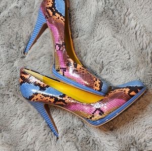 Nine West Multi Color Snakeskin Heels